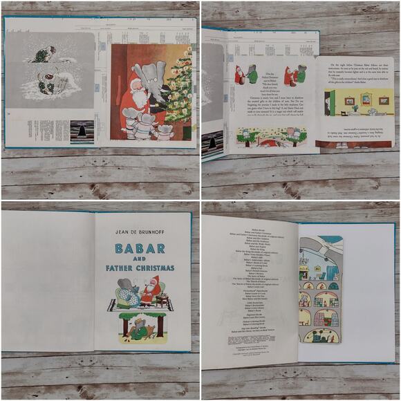 Babar and Father Christmas Altered Book Journal, Recycled Diary - Picture 3 of 16